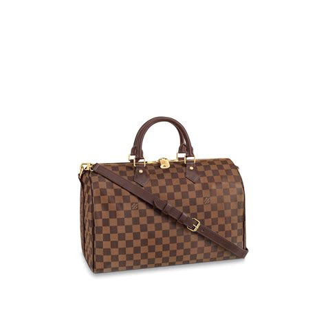 louis vuitton damier ebene canvas speedy bandouliere 35 n41366|damier ebene speedy 35 handbags.